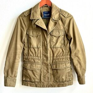 Madewell Women’s XS Olive Green 100% Cotton Button‎ Front Cargo Utility Jacket